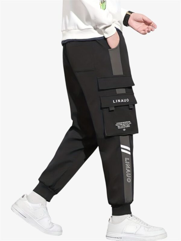 LINAUO Street Mode Black Cargo Pants